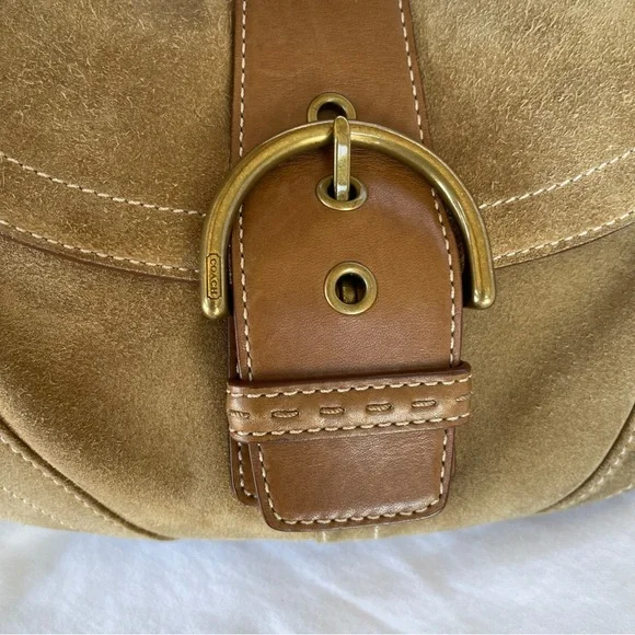 SOLD 🔴 Coach Soho Shoulder bag buckle bag 9692 suede leather tan brown vintage - Picture 6 of 17